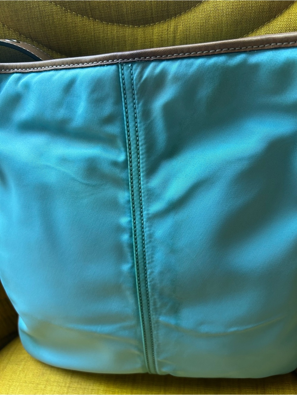 Coach Vintage File Turquoise Crossbody Bag with Tan Trim very Rare 2003 - Picture 5 of 15